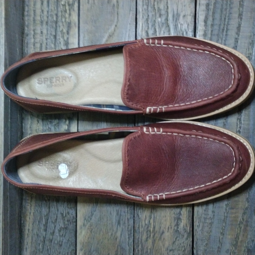 Sperry Chestnut Brown Leather Lug-Soled Loafers - Picture 5 of 11